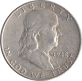 1948 SILVER HALF DOLLAR USA DENVER MINT - SILVER WORLD COINS - Cambridgeshire Coins
