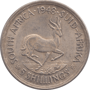1948 SOUTH AFRICA SILVER 5 SHILLING - SILVER WORLD COINS - Cambridgeshire Coins