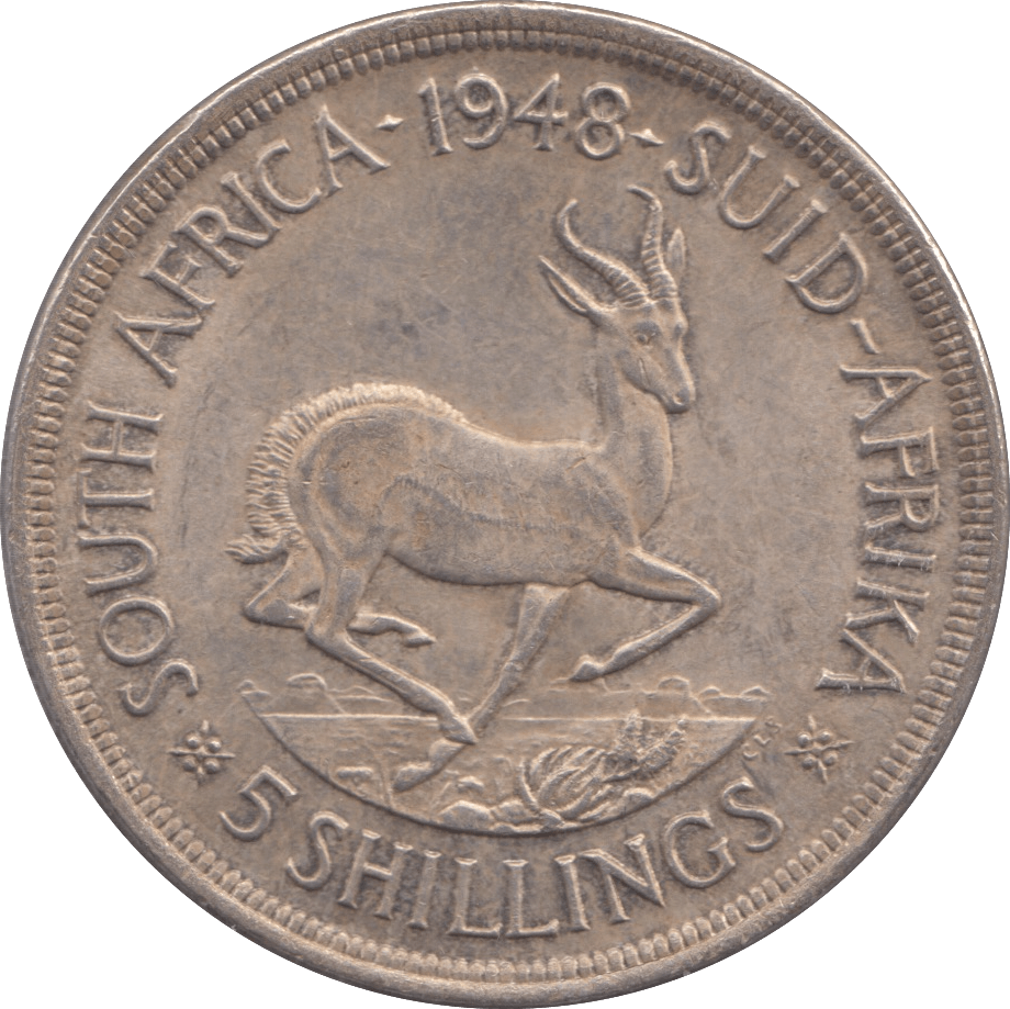 1948 SOUTH AFRICA SILVER 5 SHILLING - SILVER WORLD COINS - Cambridgeshire Coins