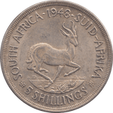 1948 SOUTH AFRICA SILVER 5 SHILLING - SILVER WORLD COINS - Cambridgeshire Coins
