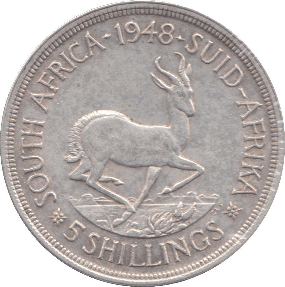 1948 SOUTH AFRICA SILVER 5 SHILLINGS - WORLD COINS - Cambridgeshire Coins