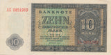 1948 zehn deutsche mark banknote AG 0851969 REF 186 - World Banknotes - Cambridgeshire Coins