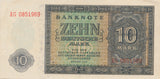 1948 zehn deutsche mark banknote AG 0851969 REF 186 - World Banknotes - Cambridgeshire Coins