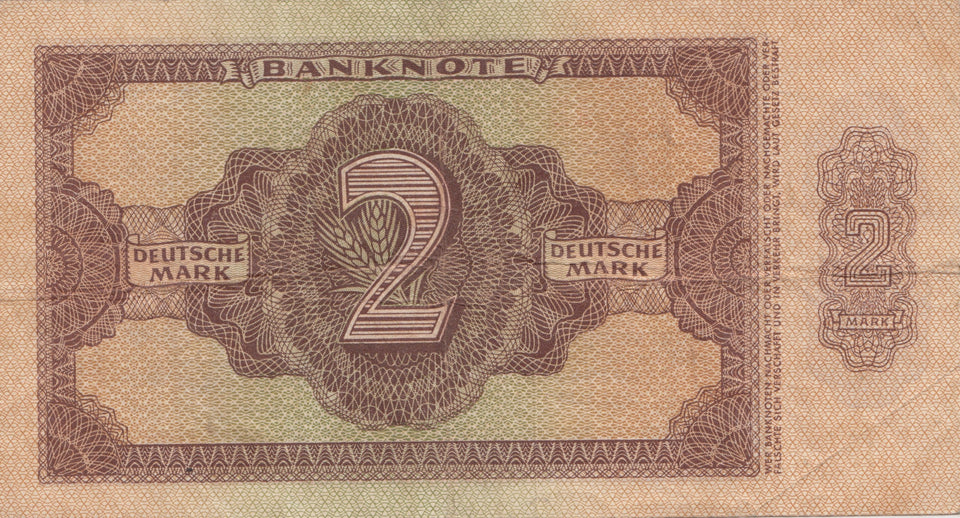 1948 ZWEI deutsche mark banknote AB 7575961 REF 188 - World Banknotes - Cambridgeshire Coins