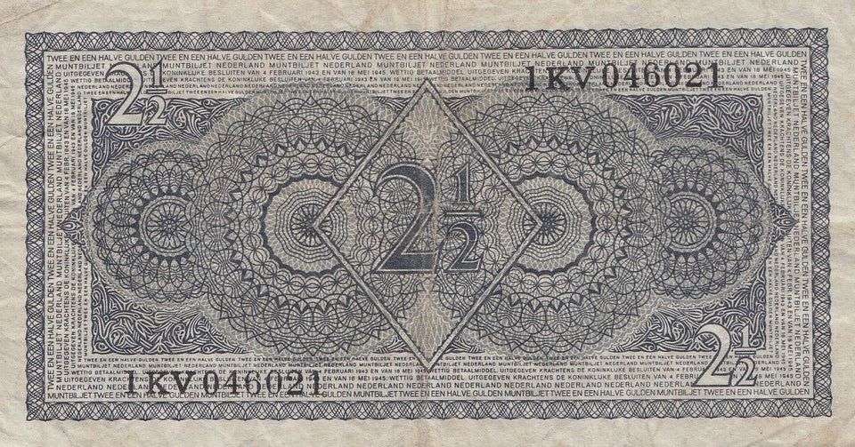 1949 2 1/2 GULDEN BANKNOTE NETHERLANDS ( REF 277 ) - World Banknotes - Cambridgeshire Coins