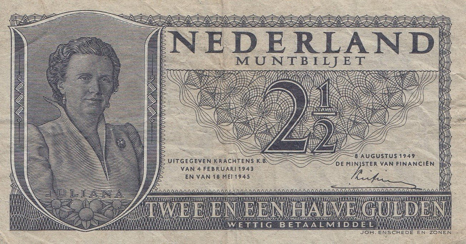 1949 2 1/2 GULDEN BANKNOTE NETHERLANDS ( REF 277 ) - World Banknotes - Cambridgeshire Coins