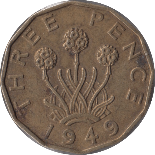 1949 BRASS THREEPENCE ( EF ) - Threepence - Cambridgeshire Coins