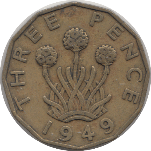 1949 BRASS THREEPENCE ( FINE ) 8 - Threepence - Cambridgeshire Coins