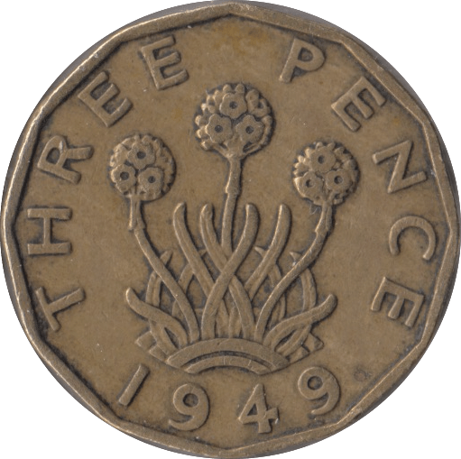1949 BRASS THREEPENCE ( VF ) 2 - Threepence - Cambridgeshire Coins