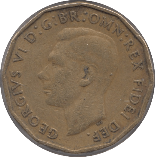 1949 BRASS THREEPENCE ( VF ) 9 - Threepence - Cambridgeshire Coins