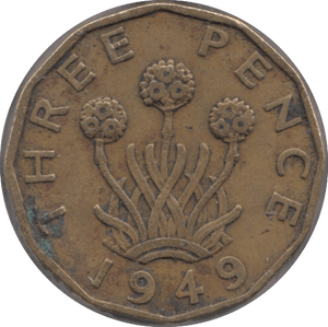 1949 BRASS THREEPENCE ( VF ) 9 - Threepence - Cambridgeshire Coins