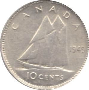 1949 SILVER 10 CENTS CANADA - SILVER WORLD COINS - Cambridgeshire Coins