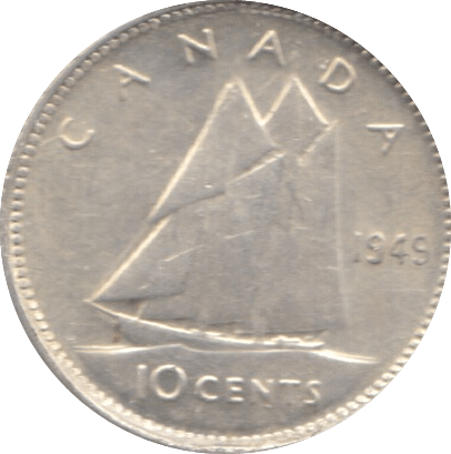 1949 SILVER 10 CENTS CANADA - SILVER WORLD COINS - Cambridgeshire Coins