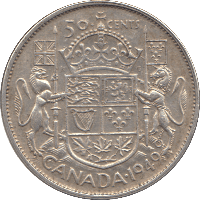 1949 SILVER FIFTY CENTS CANADA - WORLD SILVER COINS - Cambridgeshire Coins