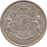 1949 SILVER FIFTY CENTS CANADA - WORLD SILVER COINS - Cambridgeshire Coins