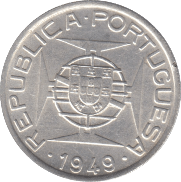 1949 SILVER MOZAMBIQUE FIVE DOLLARS - WORLD SILVER COINS - Cambridgeshire Coins