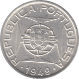 1949 SILVER MOZAMBIQUE FIVE DOLLARS - WORLD SILVER COINS - Cambridgeshire Coins