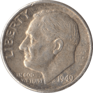 1949 SILVER ONE DIME USA - SILVER WORLD COINS - Cambridgeshire Coins