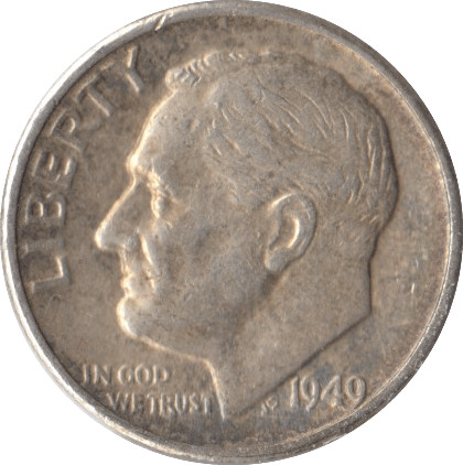1949 SILVER ONE DIME USA - SILVER WORLD COINS - Cambridgeshire Coins