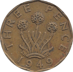 1949 THREEPENCE ( GF ) D - Threepence - Cambridgeshire Coins