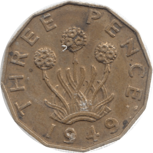 1949 THREEPENCE ( GVF ) 25 - Threepence - Cambridgeshire Coins