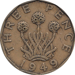 1949 THREEPENCE ( GVF ) A - Threepence - Cambridgeshire Coins