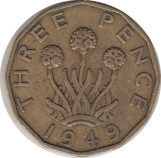 1949 THREEPENCE ( VF ) A1 - Threepence - Cambridgeshire Coins