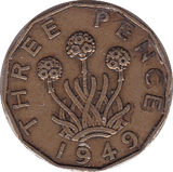 1949 THREEPENCE (VF) BRASS - Threepence - Cambridgeshire Coins