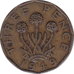1949 THREEPENCE ( VF ) B - Threepence - Cambridgeshire Coins