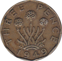 1949 THREEPENCE ( VF ) - Threepence - Cambridgeshire Coins