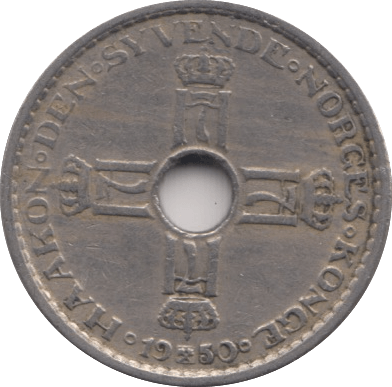 1950 1 KRONE NORWAY - WORLD COINS - Cambridgeshire Coins