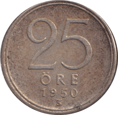 1950 25 ORE DENMARK - WORLD COINS - Cambridgeshire Coins