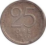1950 25 ORE DENMARK - WORLD COINS - Cambridgeshire Coins