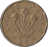 1950 BRASS THREEPENCE ( EF ) - Threepence - Cambridgeshire Coins