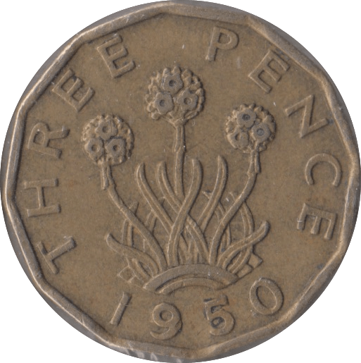 1950 BRASS THREEPENCE ( GVF ) - Threepence - Cambridgeshire Coins