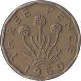 1950 BRASS THREEPENCE ( GVF ) - Threepence - Cambridgeshire Coins