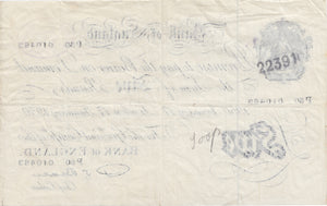 1950 JANUARY 17TH LONDON BANK OF ENGLAND WHITE FIVE POUND NOTE W£5-4 - £5 BANKNOTES WHITE - Cambridgeshire Coins