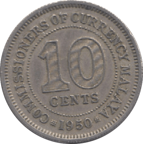 1950 MALAYSIA 10 CENTS - WORLD COINS - Cambridgeshire Coins