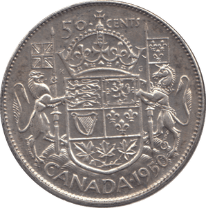 1950 SILVER FIFTY CENTS CANADA - SILVER WORLD COINS - Cambridgeshire Coins