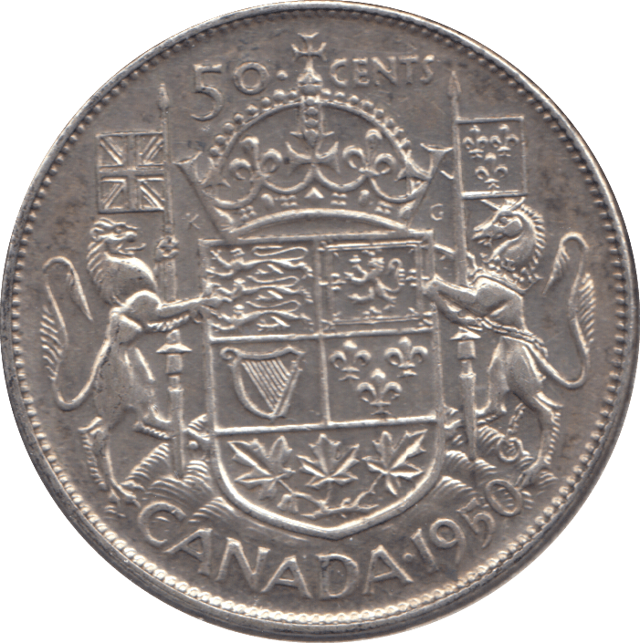 1950 SILVER FIFTY CENTS CANADA - SILVER WORLD COINS - Cambridgeshire Coins
