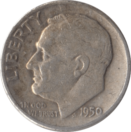 1950 SILVER ONE DIME USA - SILVER WORLD COINS - Cambridgeshire Coins