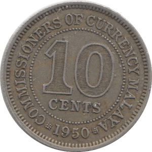 1950 TEN CENT BRITISH MALAYA AND BORNEO - WORLD COINS - Cambridgeshire Coins