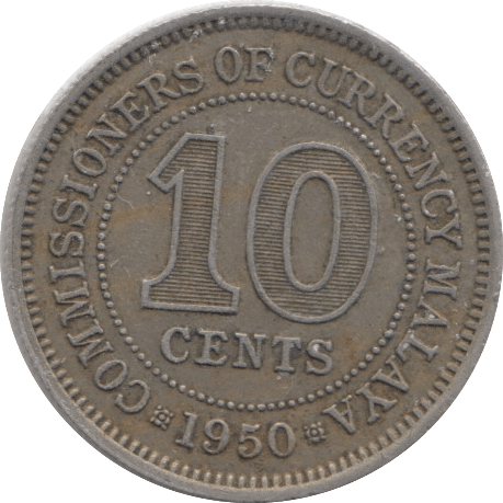 1950 TEN CENT BRITISH MALAYA AND BORNEO - WORLD COINS - Cambridgeshire Coins