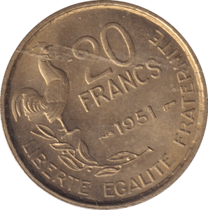 1951 20 FRANCS FRANCE - WORLD COINS - Cambridgeshire Coins