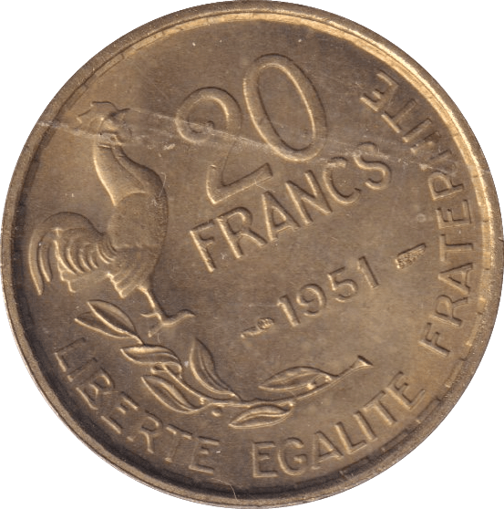 1951 20 FRANCS FRANCE - WORLD COINS - Cambridgeshire Coins