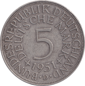 1951 5 MARK GERMANY - WORLD COINS - Cambridgeshire Coins