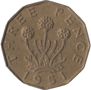 1951 BRASS THREEPENCE ( AUNC ) - Threepence - Cambridgeshire Coins