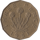 1951 BRASS THREEPENCE ( AUNC ) - Threepence - Cambridgeshire Coins
