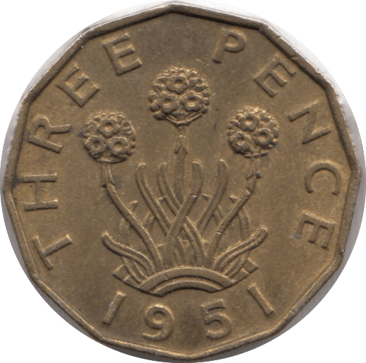 1951 BRASS THREEPENCE ( BU ) - Threepence - Cambridgeshire Coins
