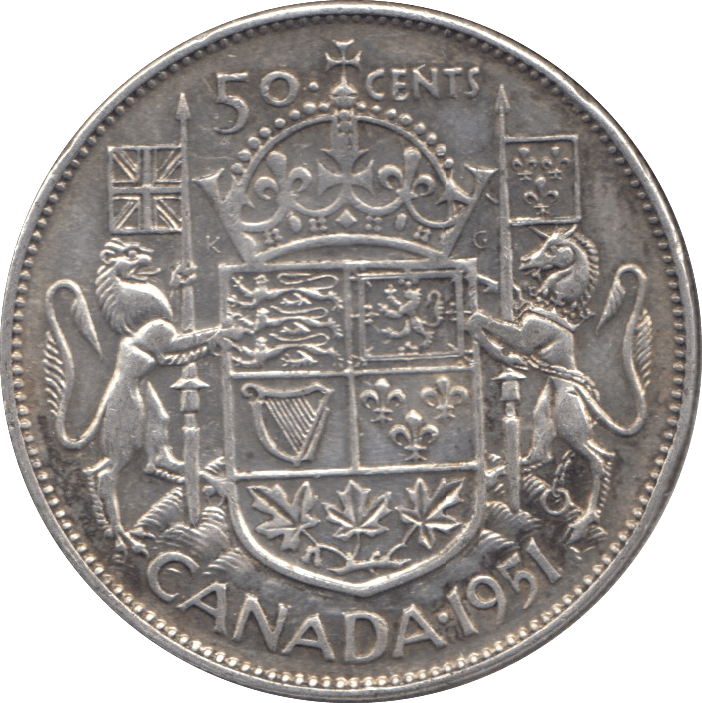 1951 CANADA SILVER 50 CENTS - WORLD SILVER COINS - Cambridgeshire Coins